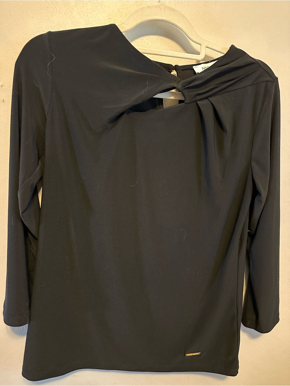 Black Twist-Neck Long Sleeve Top